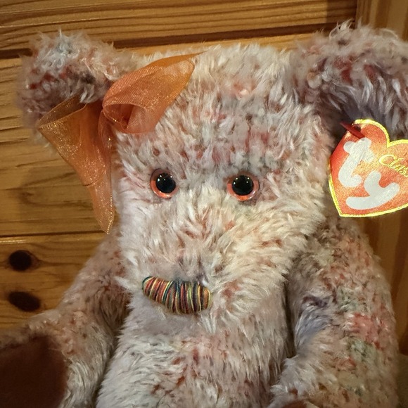 Razzmatazz Ty Classic 16in Teddy Bear 2000 Pink Confetti Plush Rainbow Nose Y2K - Picture 8 of 8